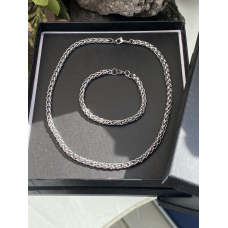 Gevlochten set ketting met armband – Vossenstaart Schakel