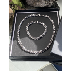 Gevlochten set ketting met armband – Vossenstaart Schakel