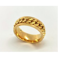 RVS goud kleur ringen met losse schakel ketting in midden in die je mee kan draaien
