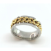RVS goud/zilver kleur ringen met losse schakel ketting in midden in die je mee kan draaien