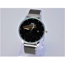 MH Quartz horloge, zwart smoked meshband