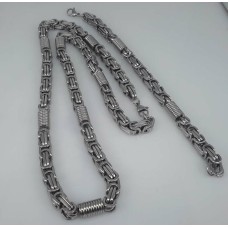 Edelstaal Konings- Armband & Ketting, rechthoekig, lange schakel