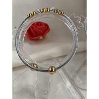 RVS goudkleur flexibel Twisted armband met strass-elementen
