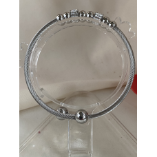 RVS zilverkleur flexibel Twisted armband met strass-elementen