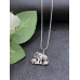 Zilverkleurige Olifant met ketting en baby olifantje