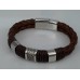 Lederen armband bruin, metalen accenten, insteeksluiting