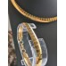Omega ketting & armband, smalle schakels, duocolor, geborsteld, edelstaalset