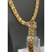 Konings ketting set, rvs edelstaal, breed & plat, goudkleur
