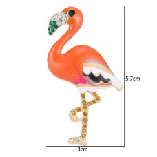Flamingo Speld-Broche met Gekleurde Zirkonia