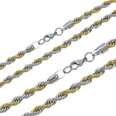 RVS duo kleur twisted koord ketting Lengte 60 cm RVS duo kleur twisted koord ketting Lengte 60 cm
