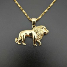 Goudkleurige leeuw met ketting Goudkleurige leeuw met ketting