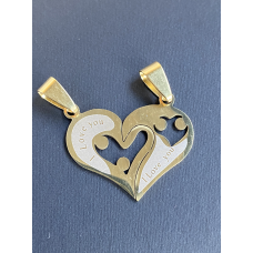 Ketting met hartje goudkleur, in 2 te splitsen