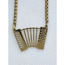 Accordion goudkleur met rvs ketting Accordion goudkleur met rvs ketting