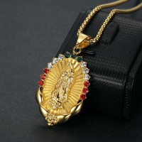 Ketting Maria met 3 kleuren kristal steentjes Ketting Maria met 3 kleuren kristal steentjes