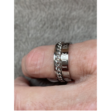 Ring Edelstaal met romeinse cijfers en ketting Ring Edelstaal met romeinse cijfers en ketting