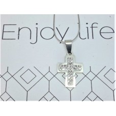 Hanger, kruisje, zirkonia, Edelstaal Hanger, kruisje, zirkonia, Edelstaal