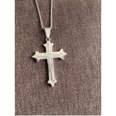 Kruisje, zirconia, Edelstaal zilver kleur Kruisje, zirconia, Edelstaal zilver kleur